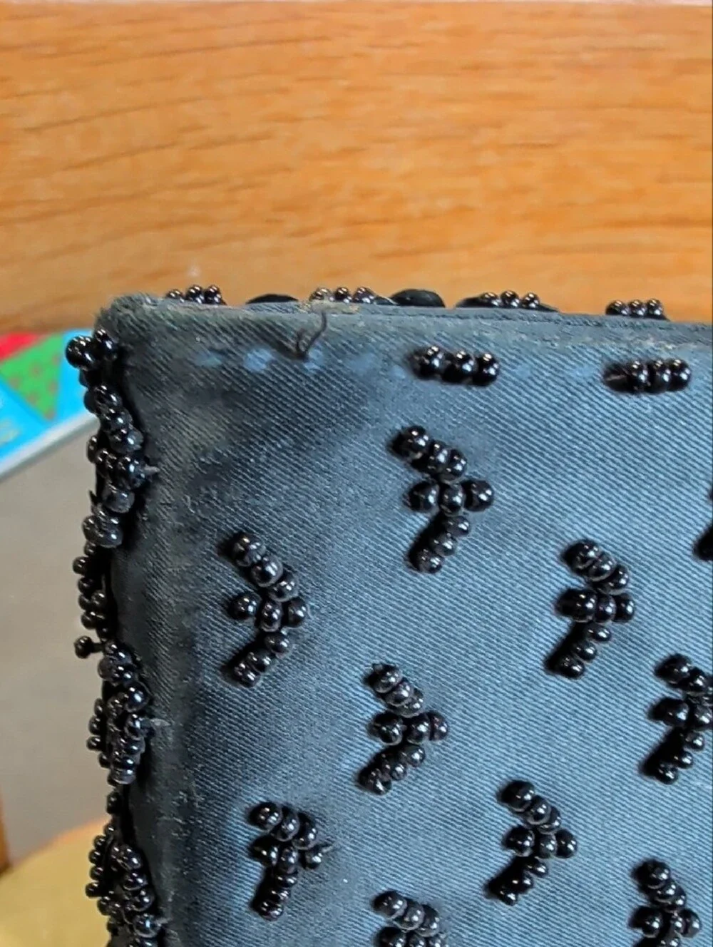 Vintage 1950s Black Beaded Clutch Evening Bag - Hand Made in Hong Kong